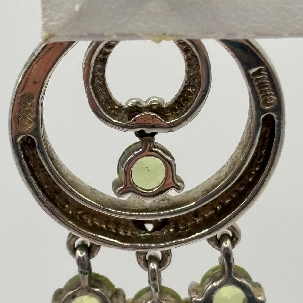 Vintage Michelle Albala Sterling Peridot Silver Dangle Drop Earrings Green Stone - Picture 6 of 6